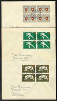 1950, B46-50 Viererbl.-Serie a. 5 Briefen gest.AARAU (15891)