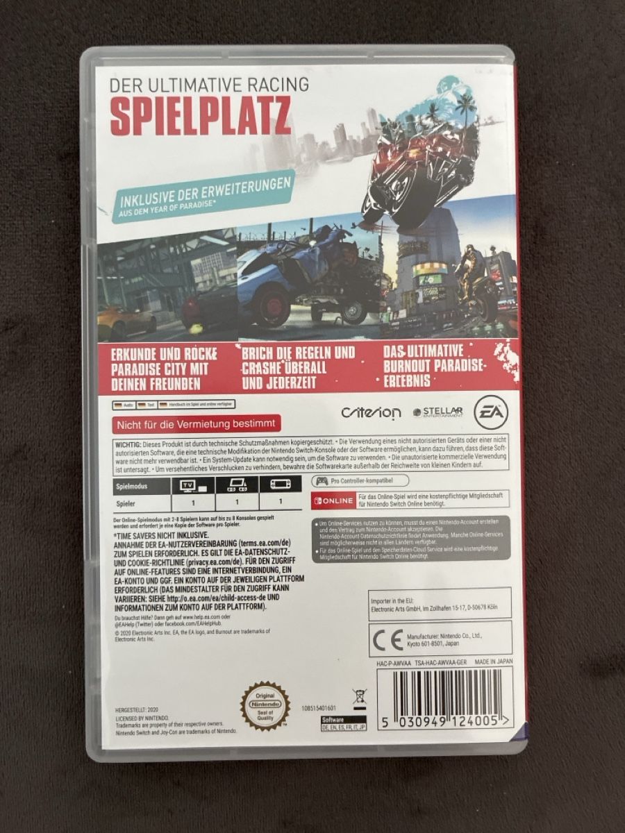 Spiele: BURNOUT PARADISE Remastered – Gebraucht aus Zürich von banane70 1