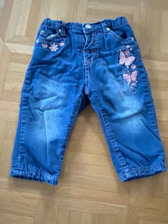 Kinder Jeans gefüttert mit Schmetterling Stickerei Gr. 74