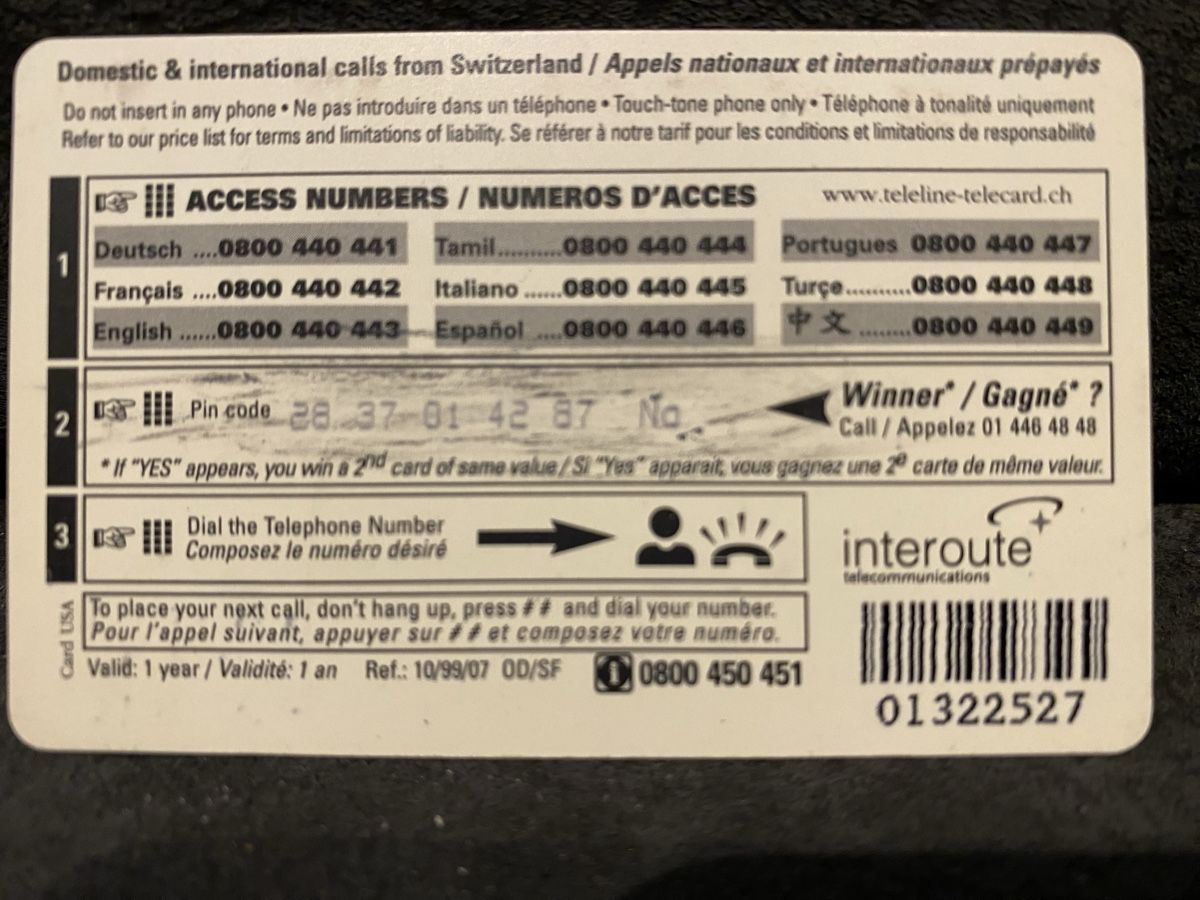 Cartes de téléphone: Teleline – D'occasion à Lausanne par babacard10 1