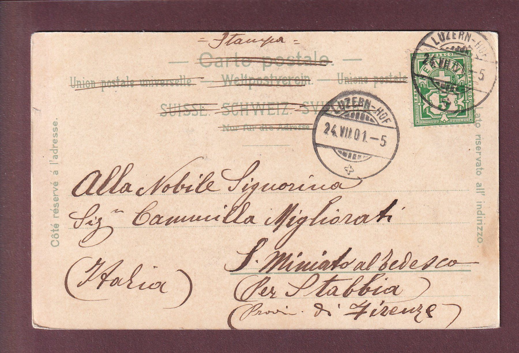 Ansichtskarten: LUZERN - 1901 – Gebraucht aus Pully von nicecards 1