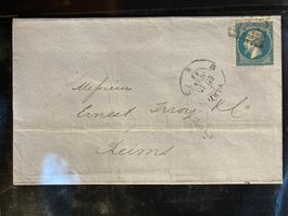 Frankreich 1863 Faltbrief Paris Reims o. Inhalt Empire F 20c