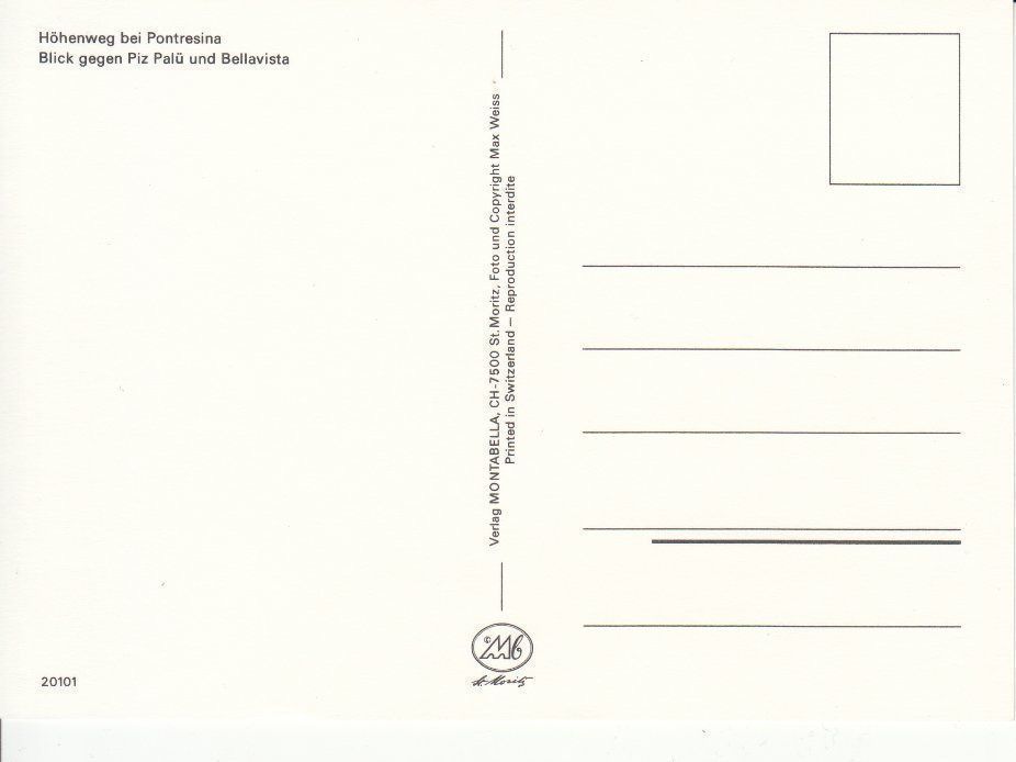 Cartoline postali: Pontresina Höhenweg um 1995 – Usato da Bürglen TG venduto da StampGraf 1