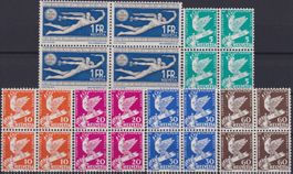 1932, Nr.185-189 Viererblöcke Abrüstungskonferenz **, 600.-+