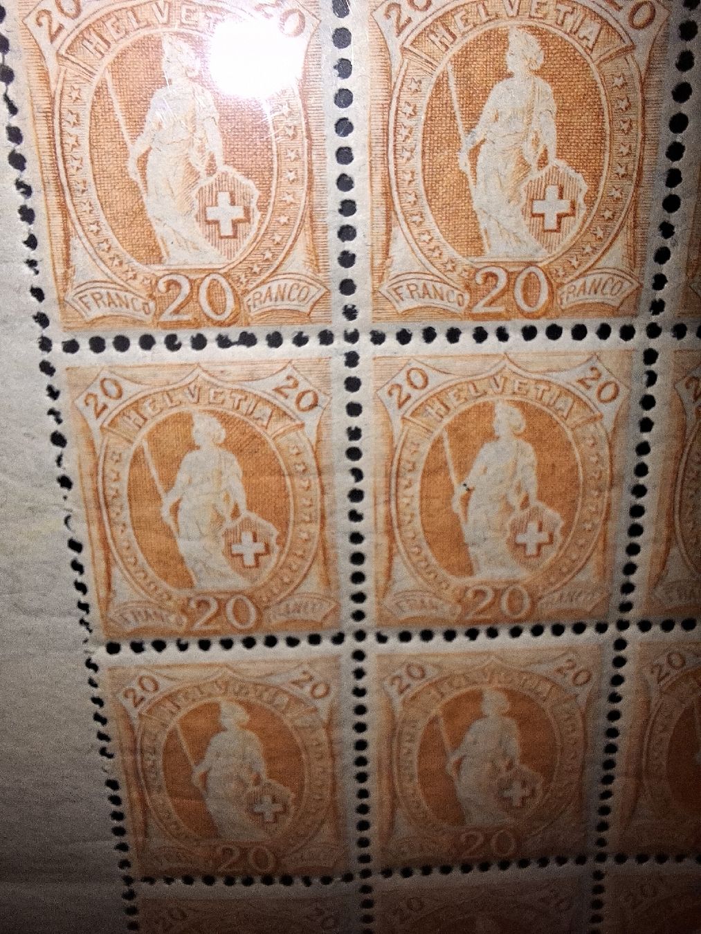 Alle Briefmarken: Stehende Helvetia Teil Bogen 94Ac. mit Attest  – Gebraucht aus Balgach von SIMEON27 8