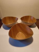 3 Vintage 70er Dessert Schüsseln Kunststoff Holz Imitat