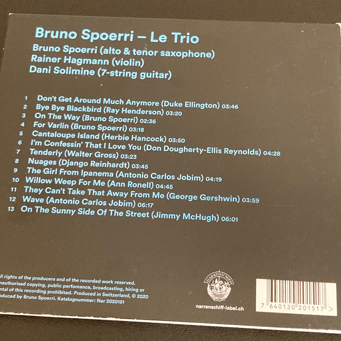 CD: Bruno Spoerri - Le Trio | Hagmann, Solimine – Usato da Bern venduto da Ntsamina 1