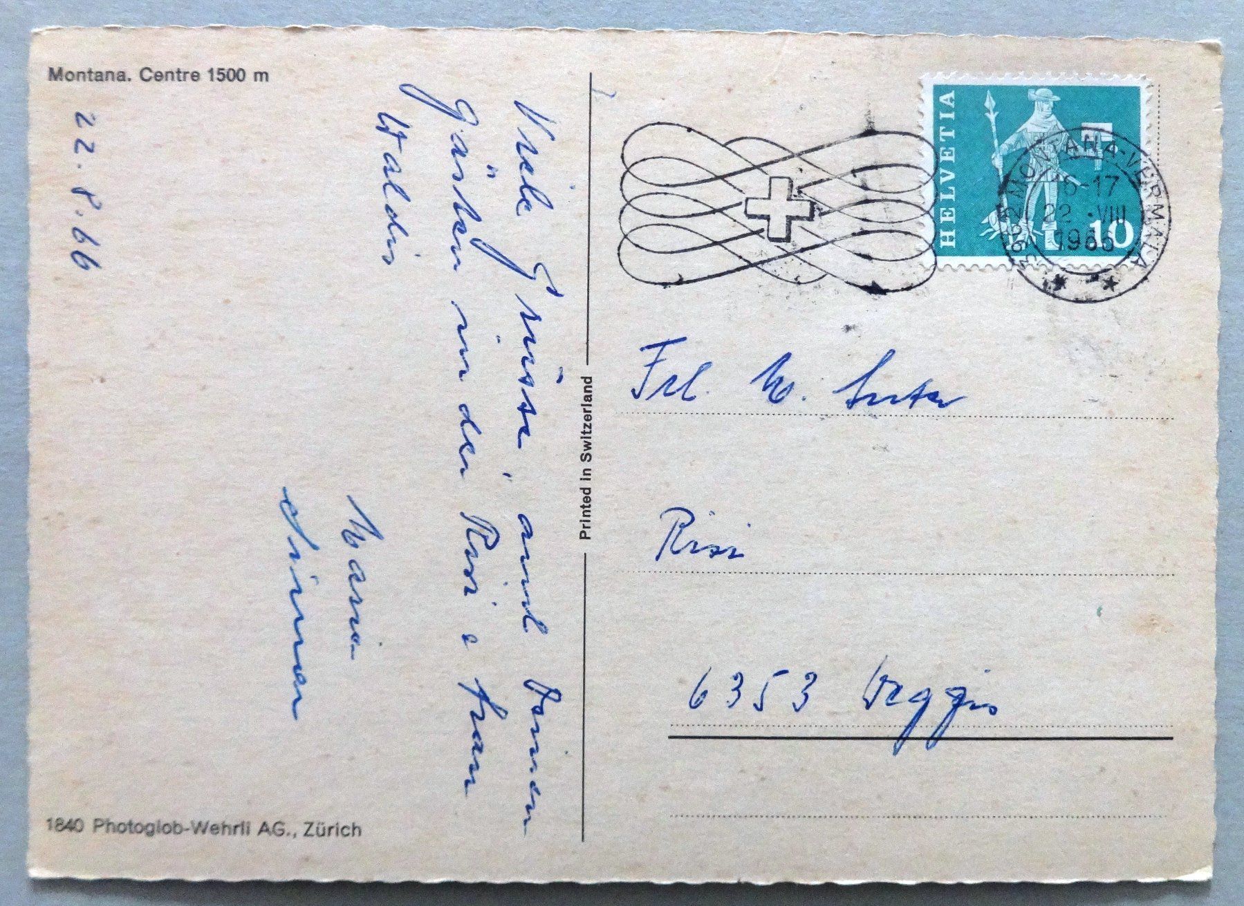 Cartes postales: Montana, Centre 1500 m – D'occasion à Fétigny par Billy2miny 1