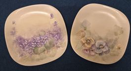 2er Set Vintage Zierteller Wandteller mit Blumenmotiv, Top!