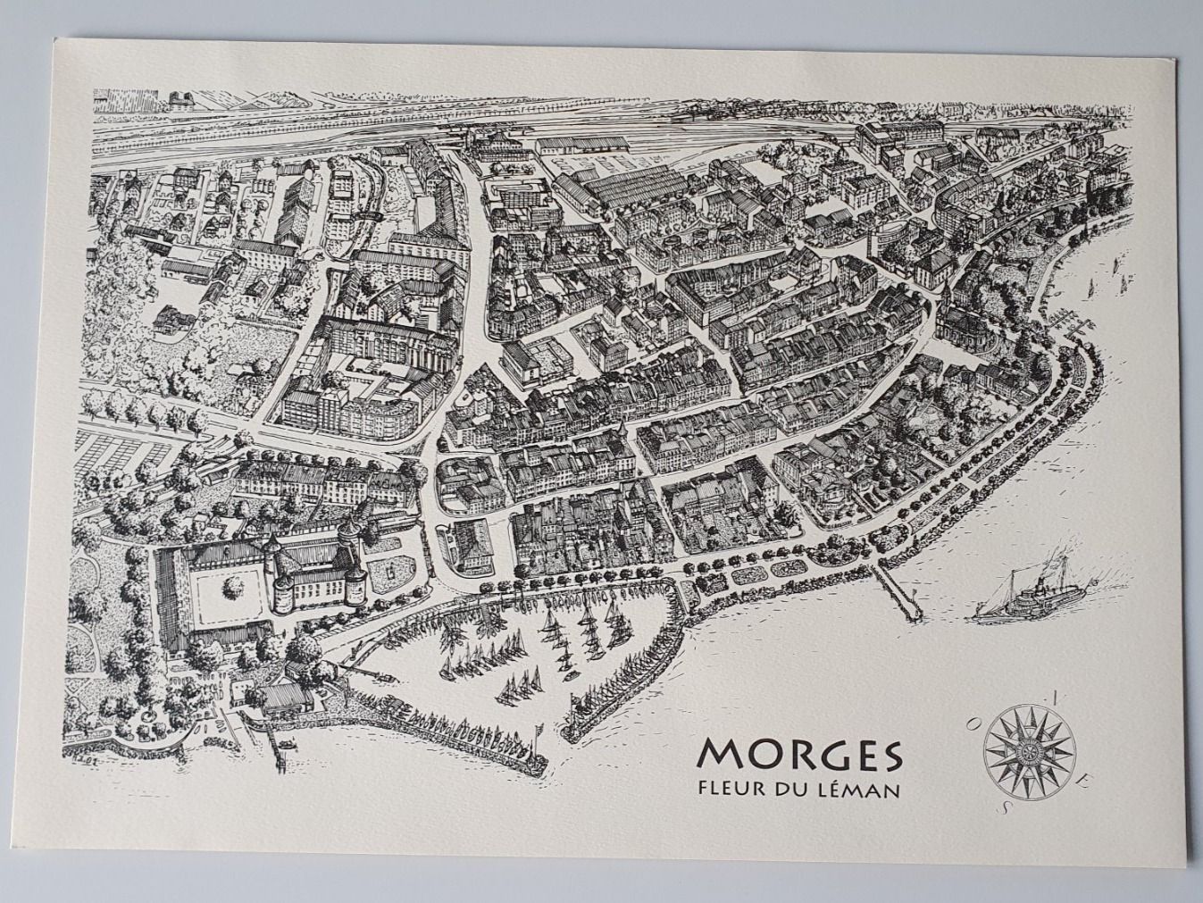 Landkarten & Atlanten: Vue dessinée de Morges /VD - Fleur du Léman – Gebraucht aus Echandens von annegug