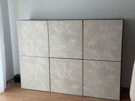 Sideboard Marmoroptik beige sechs Fächer guter Zustand
