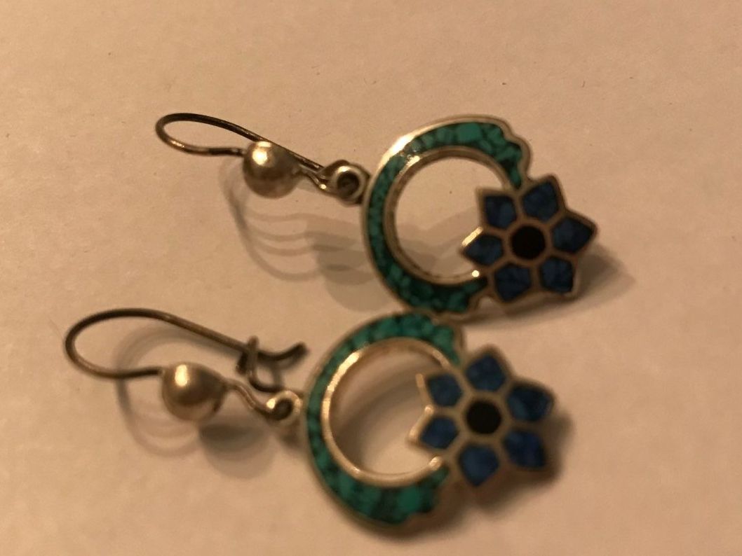 Orecchini pendenti & Orecchini a lobo: boucles d'oreilles turqoises fleur – Usato da Grimisuat venduto da eliseba88 2