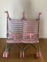 Striped Double Doll Stroller - Great for Summer Adventures!