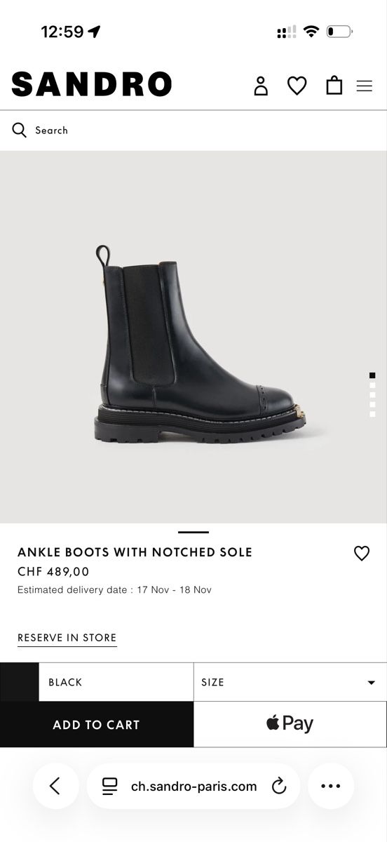 Sandro Scarpe da donna: Sandro Paris Lederstiefel, Schwarz, Gr. 37 – Usato da Uster venduto da CharlotteVN 5