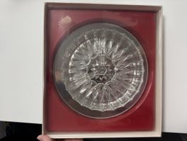 Glas Servierteller mit Metallschale neu