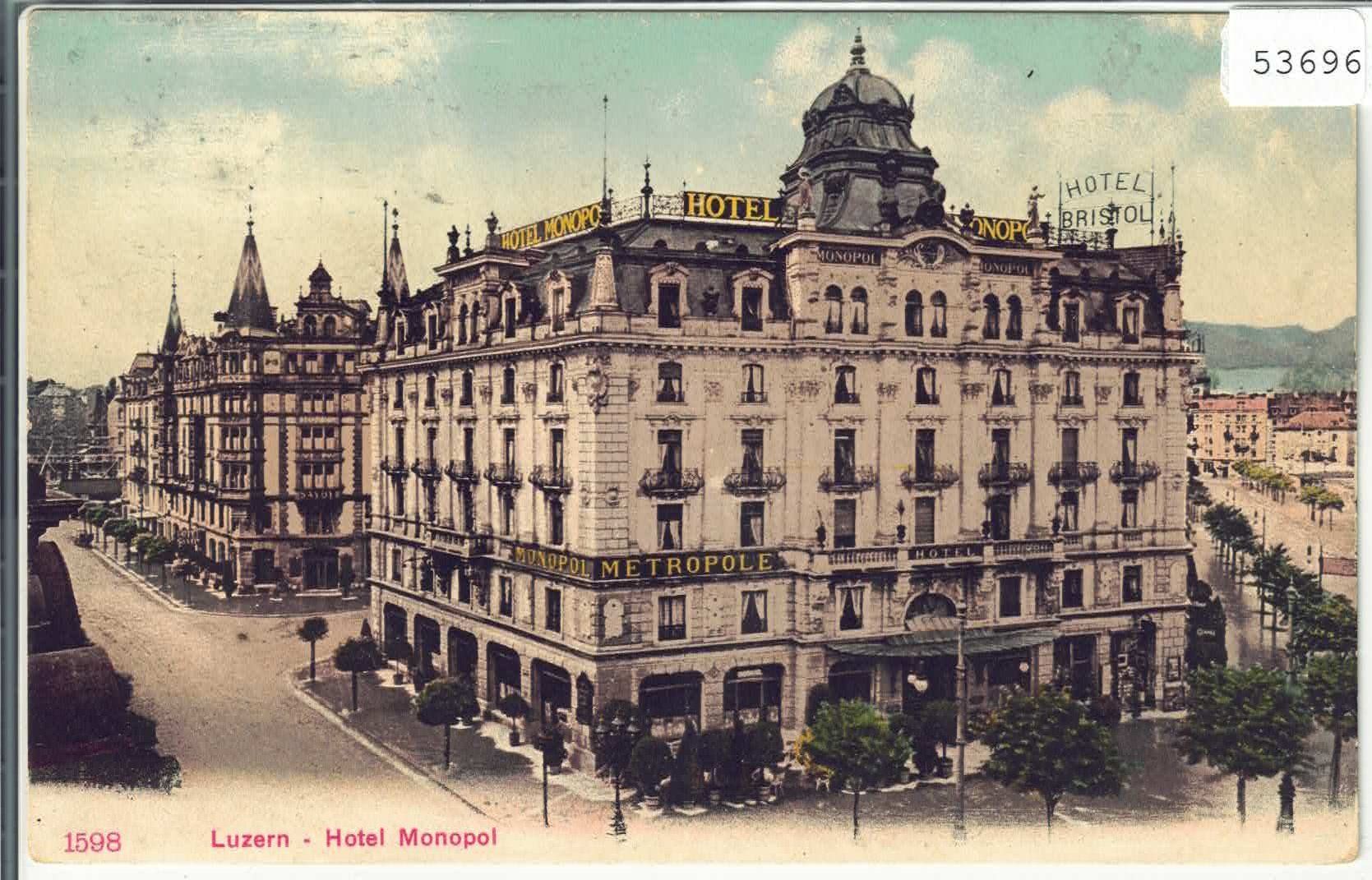 Ansichtskarten: Luzern - Hotel Monopol - Litho – Gebraucht aus Ettingen von Kartenplanet