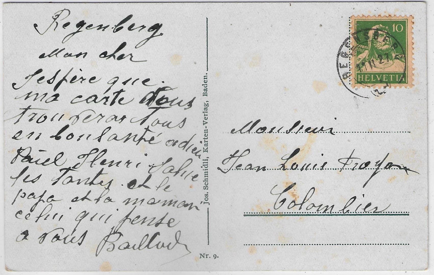 Cartoline postali: Regensberg - Generalansicht – Usato da Ettingen venduto da Kartenplanet 1