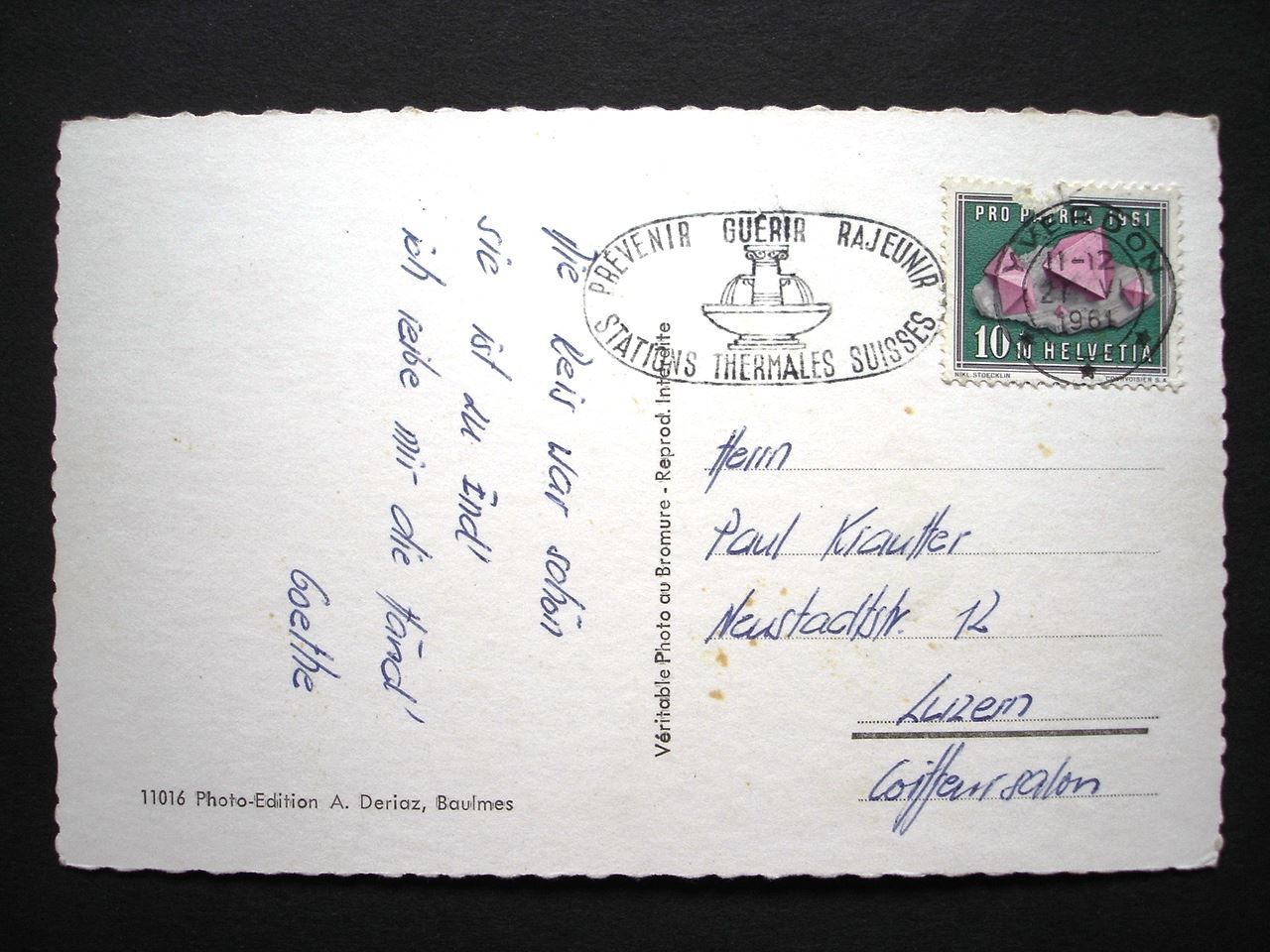 Cartoline postali: YVERDON – Usato da Jona venduto da philajona 1