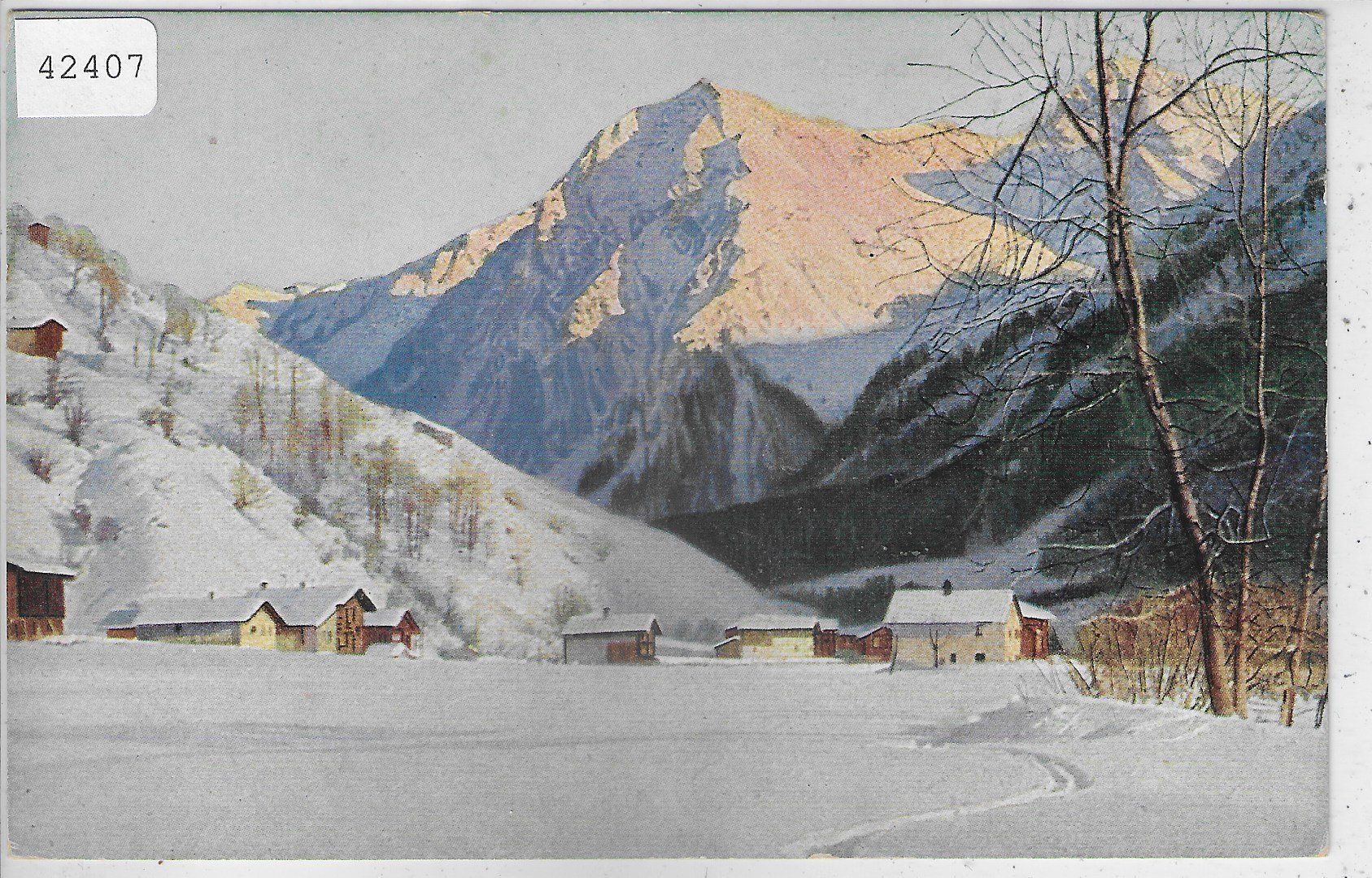 Cartoline postali: Abend in Klosters im Winter – Usato da Ettingen venduto da Kartenplanet