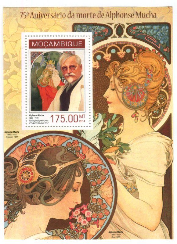 Alle Briefmarken: Block "Malerei. Alfons Mucha". Mosambik – Neu und originalverpackt aus Basel von Butsch5