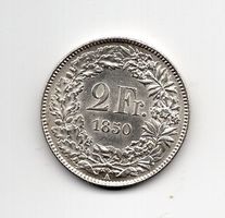 (1280) CH, 2 Franken 1850, Superstück, stgl