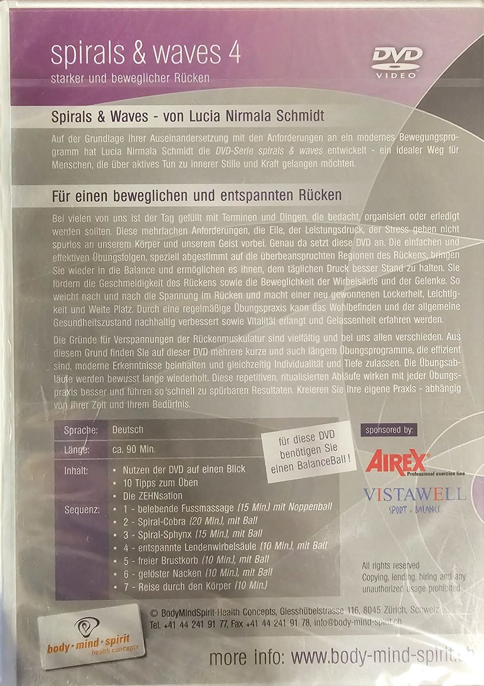 Tutti i DVDs: Lucia Nirmala Schmidt - Spirals & Waves 4 – Nuovo e nell'imballaggio originale da Wahlen b. Laufen venduto da Cg10 1