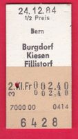 KARTON BILLETT, BERN - FILLISTORF, 2.KLASSE, EINFACH, HALBTA
