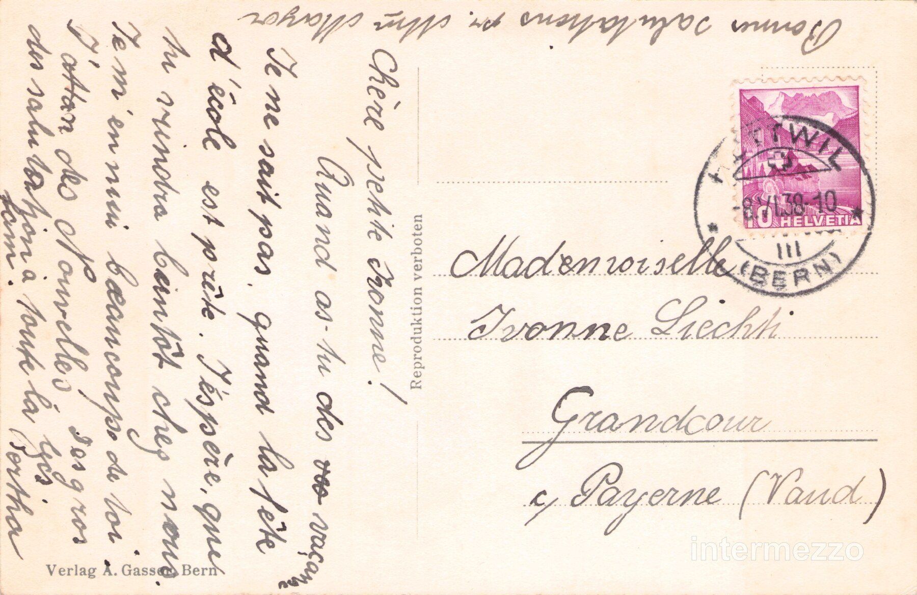 Cartoline postali: Huttwil BE // 1938 Dorf // Sommer – Usato da Basel venduto da intermezzo12 1