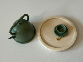 Puppenhaus-Zubehör - Teekanne mit Tasse und Tablett