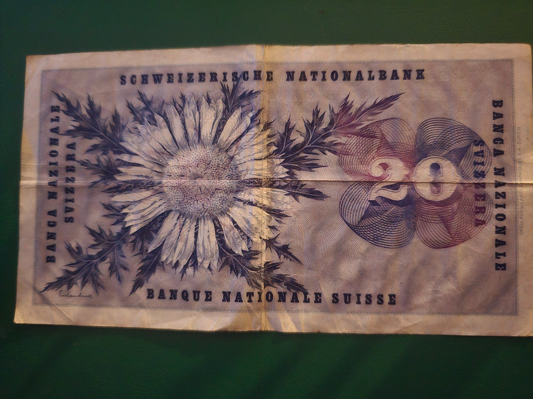 Banconote: Alte Schweizer Banknote  20 SFr. Von 1958. – Usato da Untersiggenthal venduto da Ninja88 1