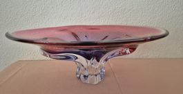 Bohemia Kristall Glasschale 1960, rosa/blau, neuwertig