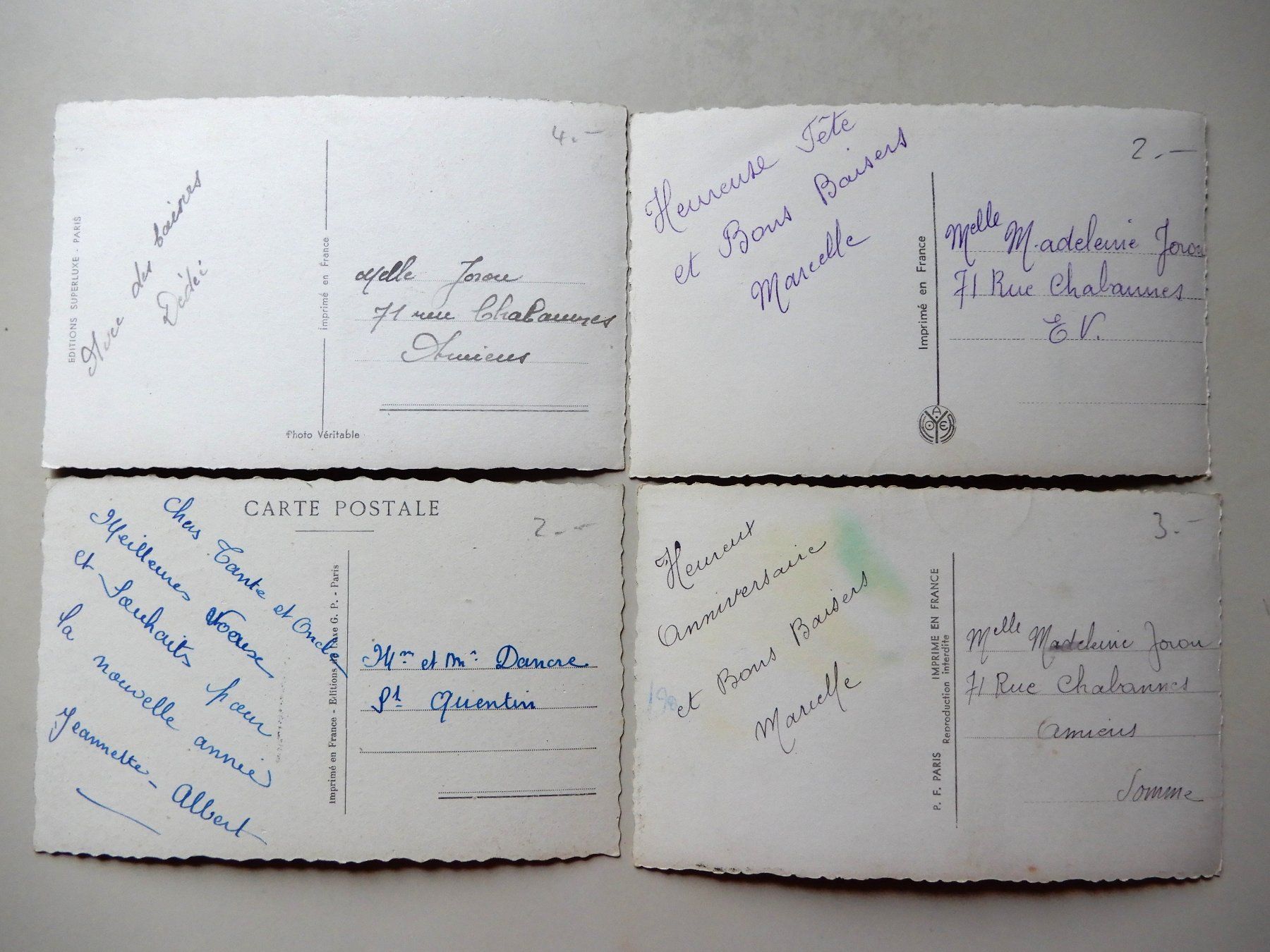 Cartoline postali: AK 4 x antiken Kitschkarten – Usato da Senèdes venduto da Framboise52 1