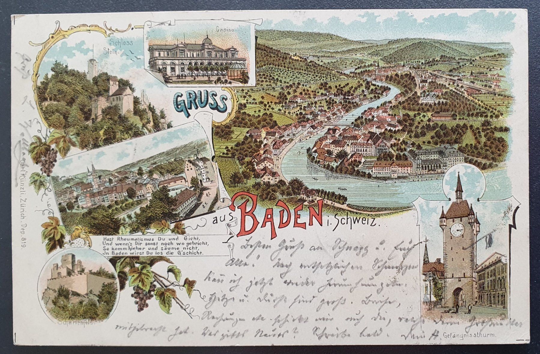 Ansichtskarten: Gruss aus Baden 1897 – Gebraucht aus Kreuzlingen von Rschweiz1