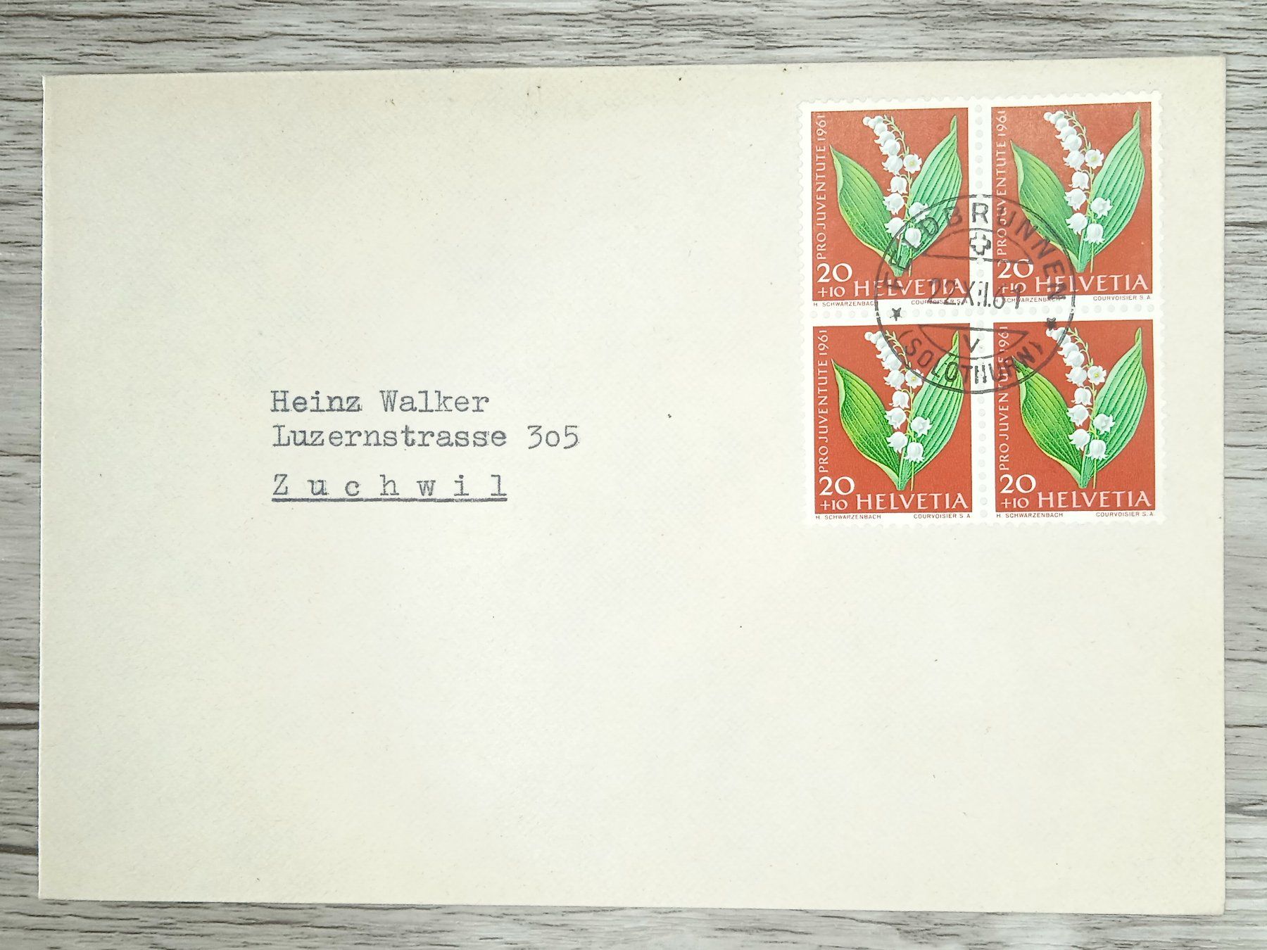 Tutti i francobolli: TR105 Enveloppe Suisse + Timbre 1961 – Usato da Cousset venduto da Patrick_Collections