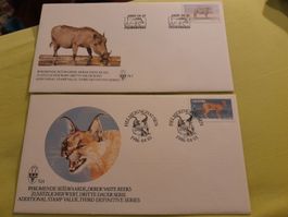 2 Enveloppes Premier Jour Namibie - Animaux Rares 1986/87