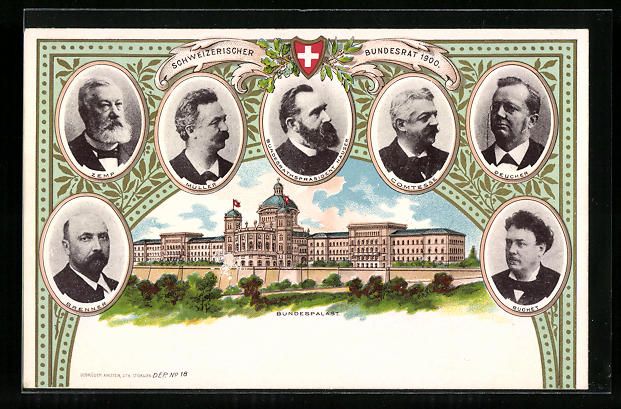 Ansichtskarten: Litho Bern, Bundespalast, Porträrts der – Gebraucht aus Berlin von bartko-reher