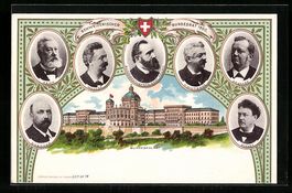 Litho Bern, Bundespalast, Porträrts der