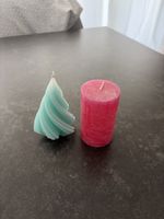 Bougies décoratives forme sapin et cylindrique lot de 2