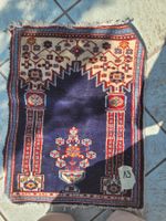 orientalischer Wollen Teppich Blau, ca.62 x 46 cm
