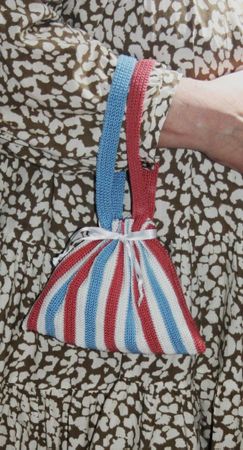 Handtasche Beuteltasche weiss-rosa-blau NEU