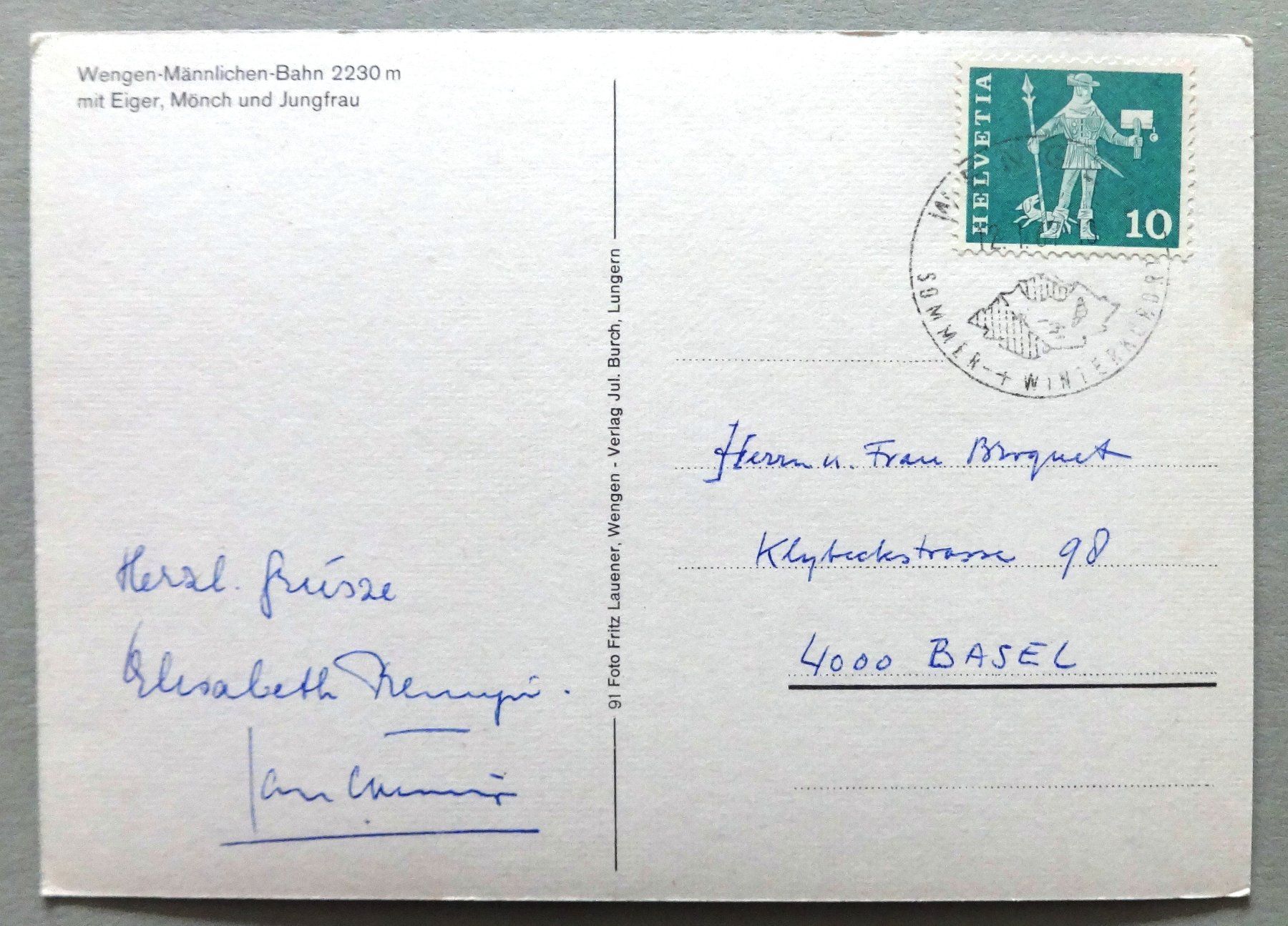 Cartes postales: Wengen-Männlichen-Bahn 2230 m – D'occasion à Fétigny par Billy2miny 1