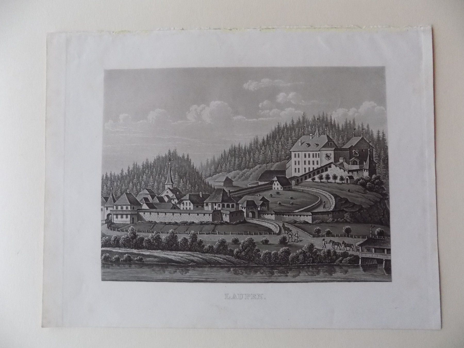 Incisioni: Laupen Schloss Kanton Bern – Usato da Risch venduto da Antikfee