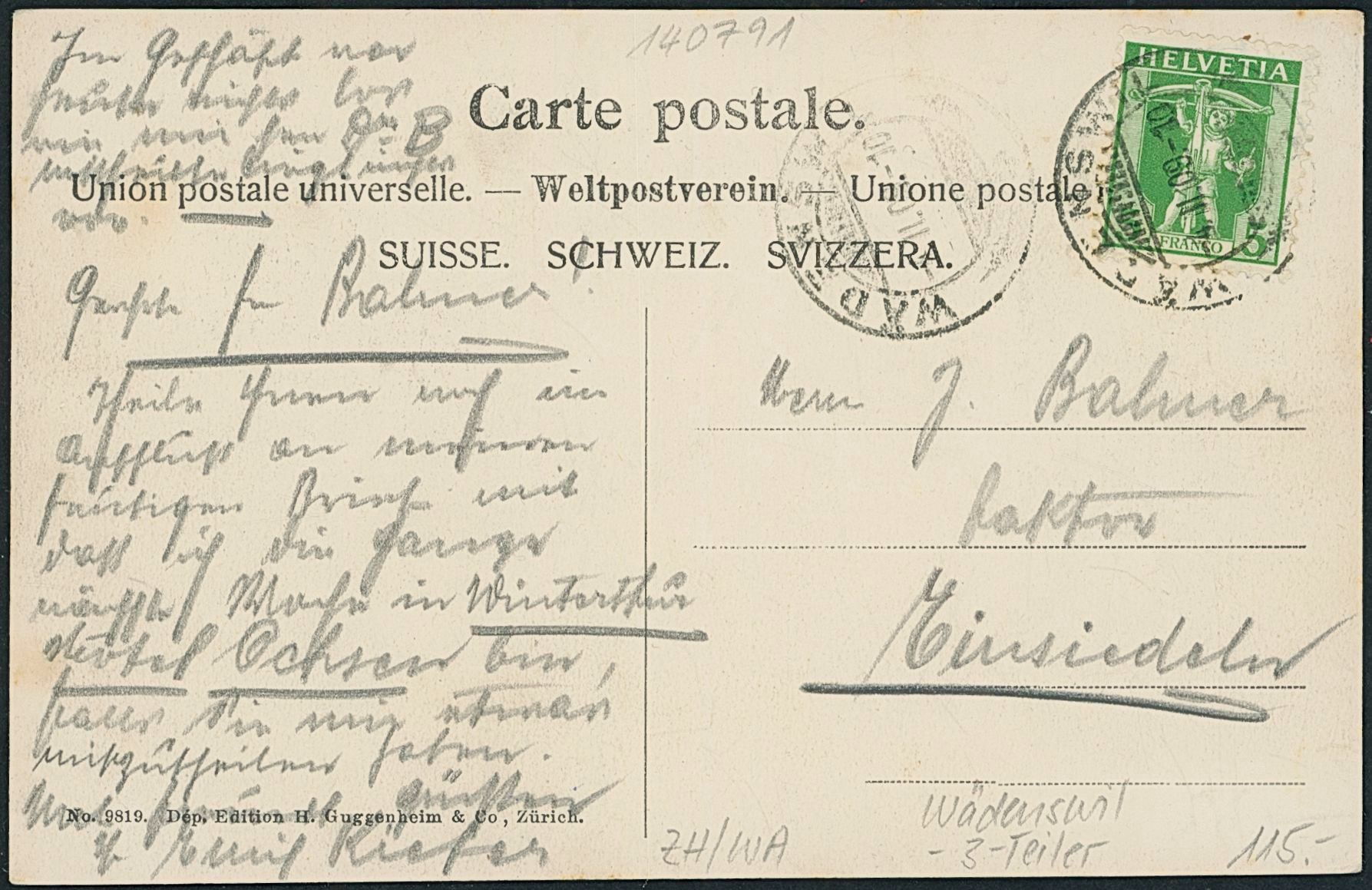 Cartoline postali: ZH Wädenswil – Usato da Schindellegi venduto da masutka7 1