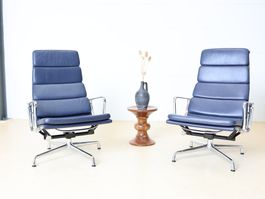 Vitra EA 222 Soft Pad Sessel | Dunkelblau Leder