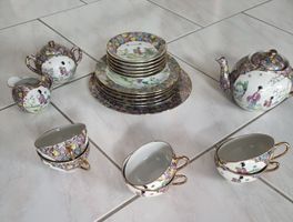 Altes chinesisches Teeservice, 21-teilig, Goldrand,Porzellan
