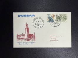 Swissair Erstflugbrief Stockholm - Zürich 1967