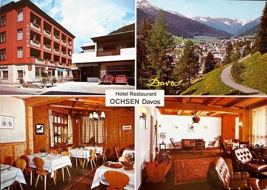 Ansichtskarten: DAVOS Hotel Restaurant Ochsen - Auto – Gebraucht aus Jona von philajona