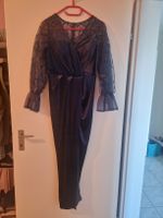 Abendkleid dunkelblau mit Pailletten und Tüll lang Neu
