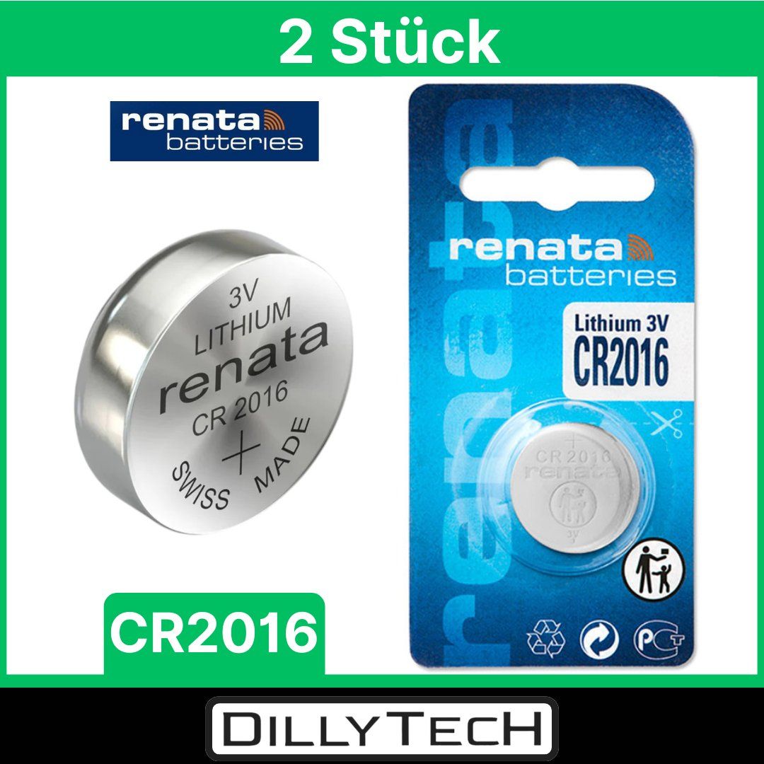 Caricatori & Batterie: Renata CR2016 Lithium Knopfzellenbatterie - 2 Stk. – Nuovo e nell'imballaggio originale da Meilen venduto da DillyTecH