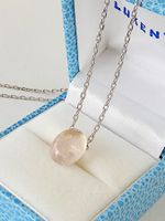 Eleganter Silber 925 Collier mit  Natur-Rosenquarz - Neu
